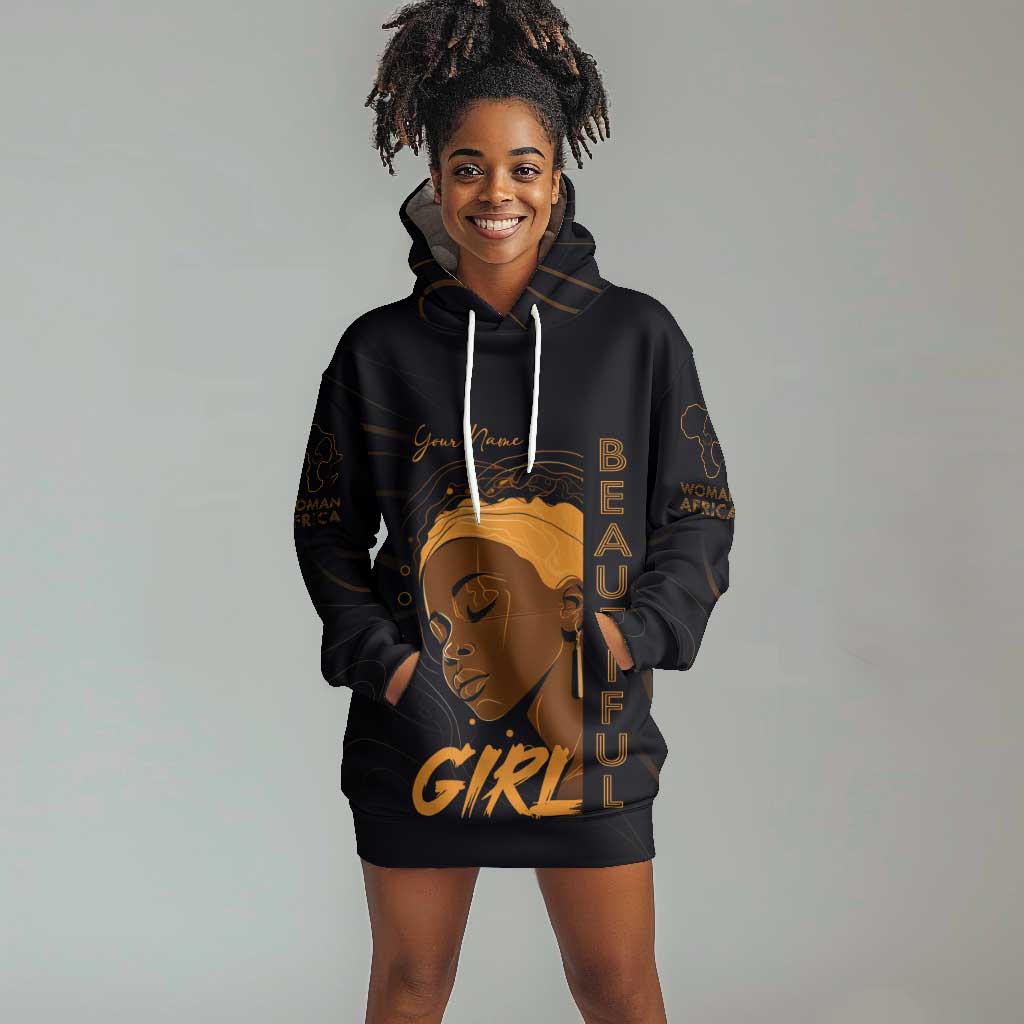 Personalized Beautiful Black Girl Hoodie Dress - Women of Africa Design DT02