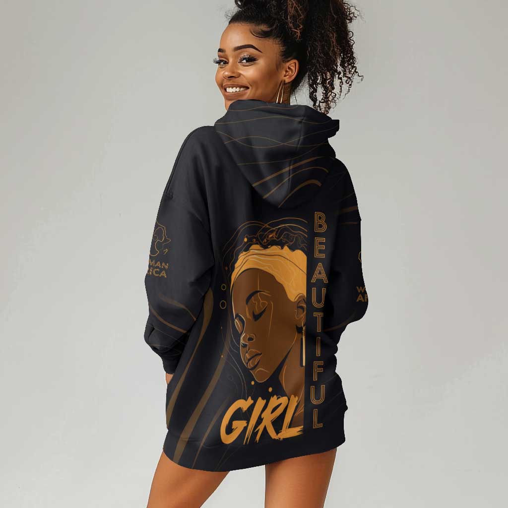 Personalized Beautiful Black Girl Hoodie Dress - Women of Africa Design DT02