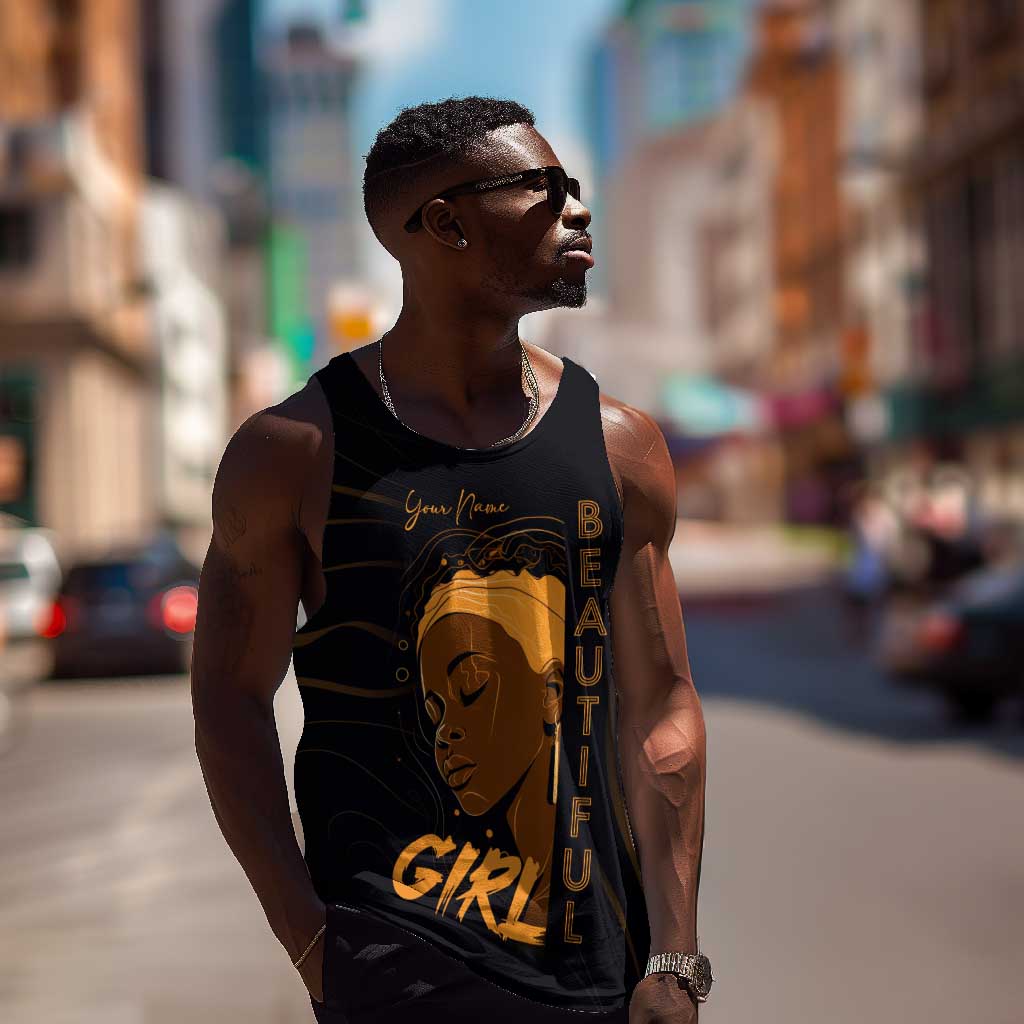 Personalized Beautiful Black Girl Men Tank Top - Women of Africa Design DT02