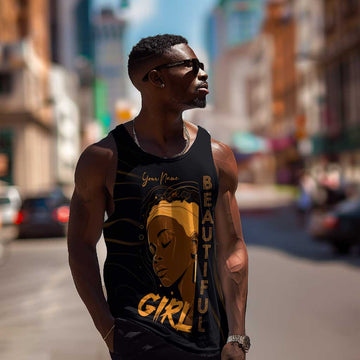 Personalized Beautiful Black Girl Men Tank Top - Women of Africa Design DT02