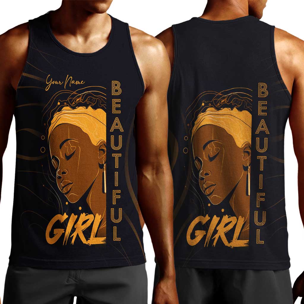 Personalized Beautiful Black Girl Men Tank Top - Women of Africa Design DT02