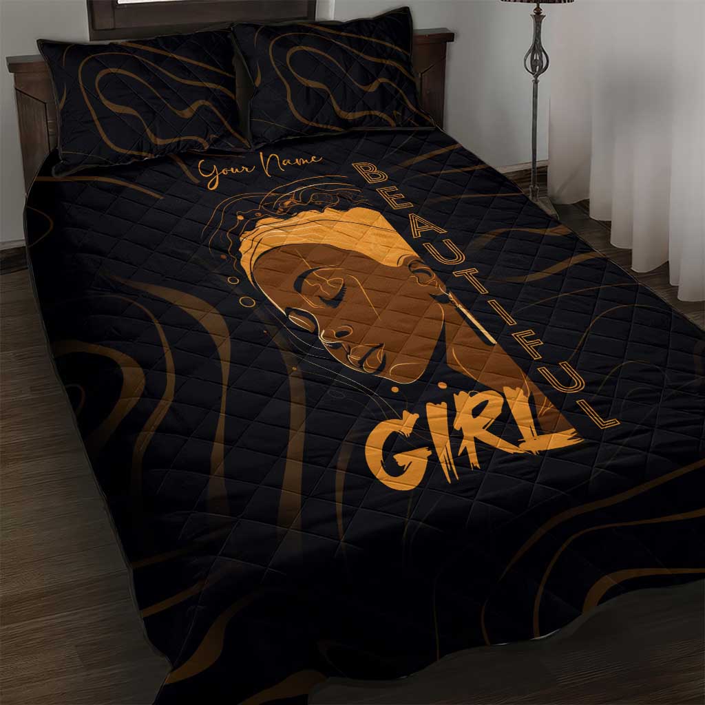 Personalized Beautiful Black Girl Quilt Bed Set - Women of Africa Design DT02