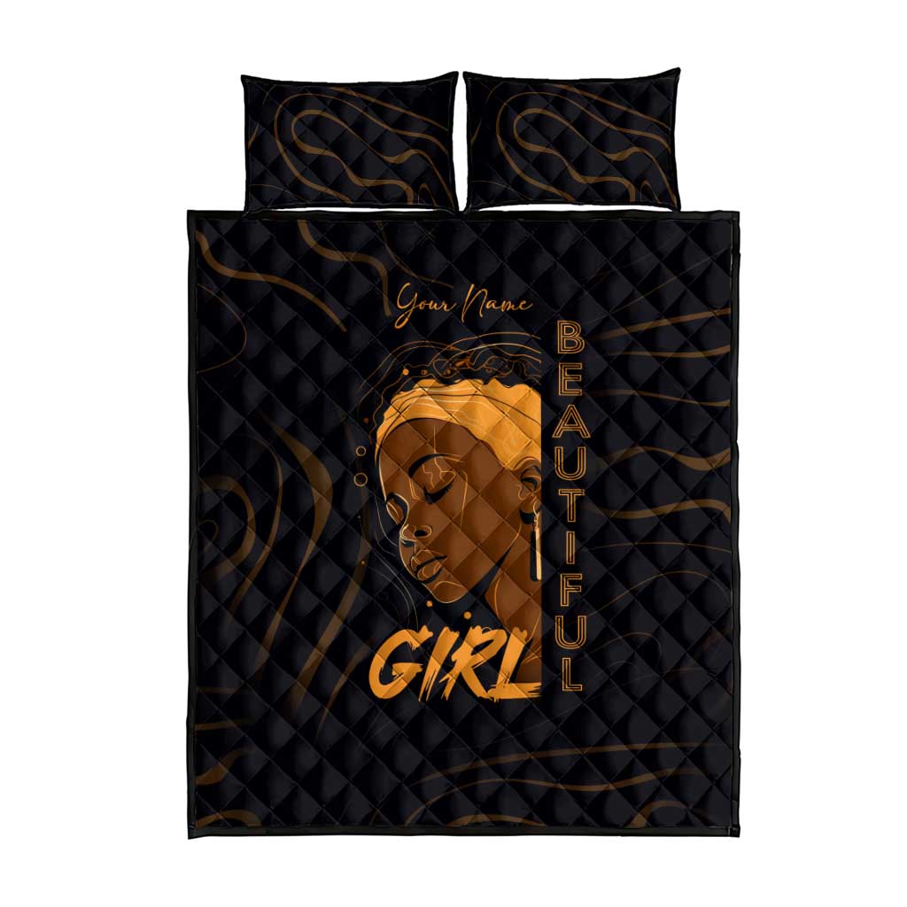Personalized Beautiful Black Girl Quilt Bed Set - Women of Africa Design DT02
