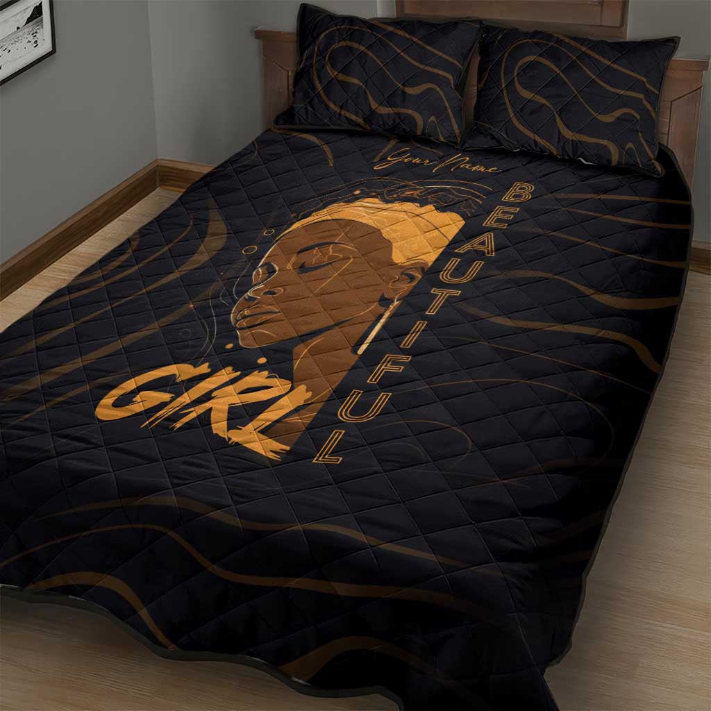 Personalized Beautiful Black Girl Quilt Bed Set - Women of Africa Design DT02