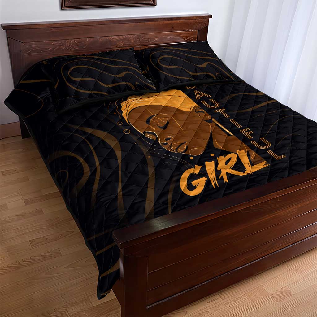 Personalized Beautiful Black Girl Quilt Bed Set - Women of Africa Design DT02