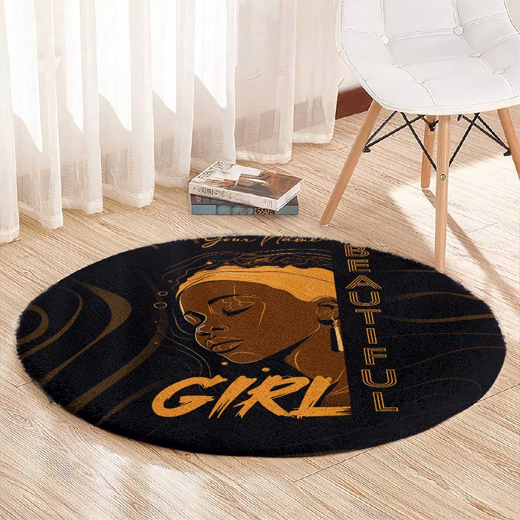 Personalized Beautiful Black Girl Round Carpet - Women of Africa Design DT02