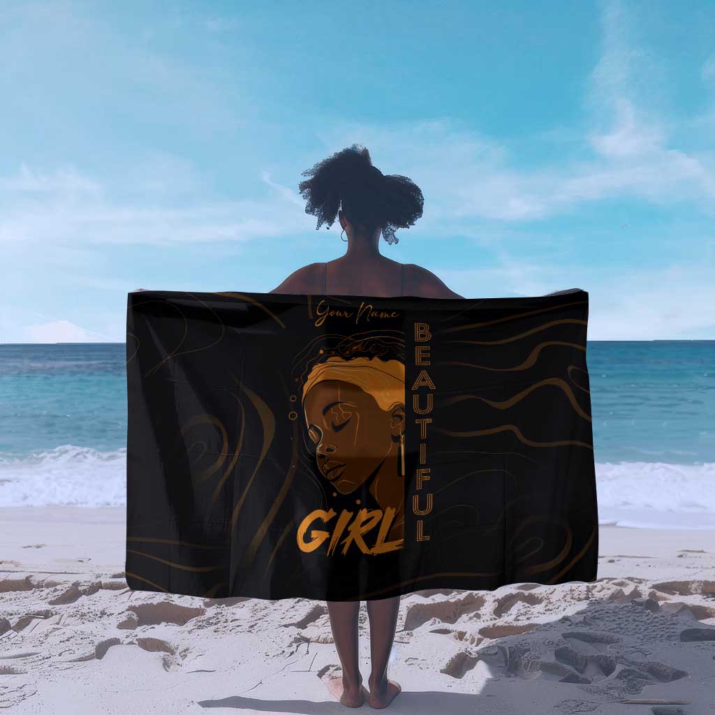 Personalized Beautiful Black Girl Sarong - Women of Africa Design DT02