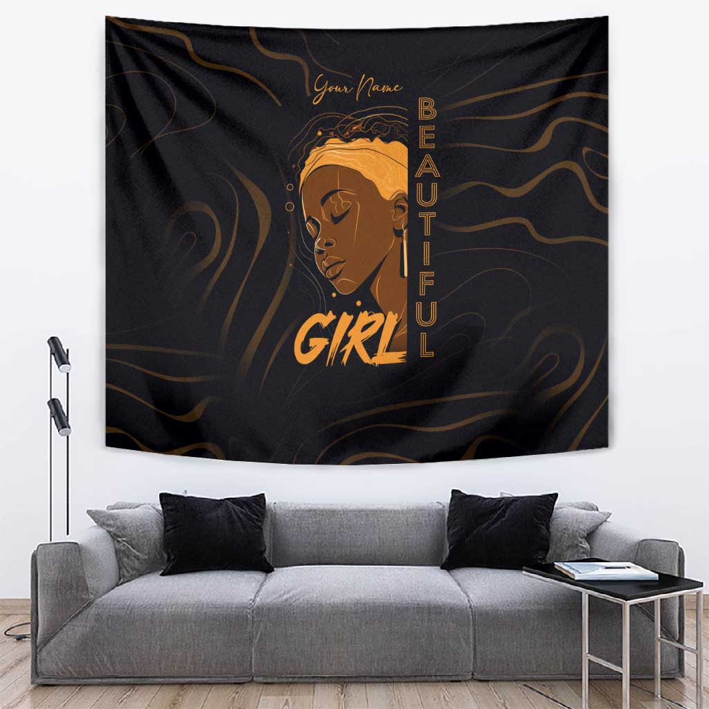 Personalized Beautiful Black Girl Tapestry - Women of Africa Design DT02