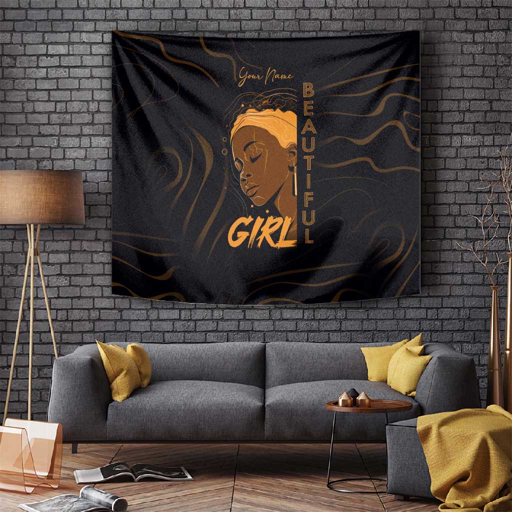 Personalized Beautiful Black Girl Tapestry - Women of Africa Design DT02