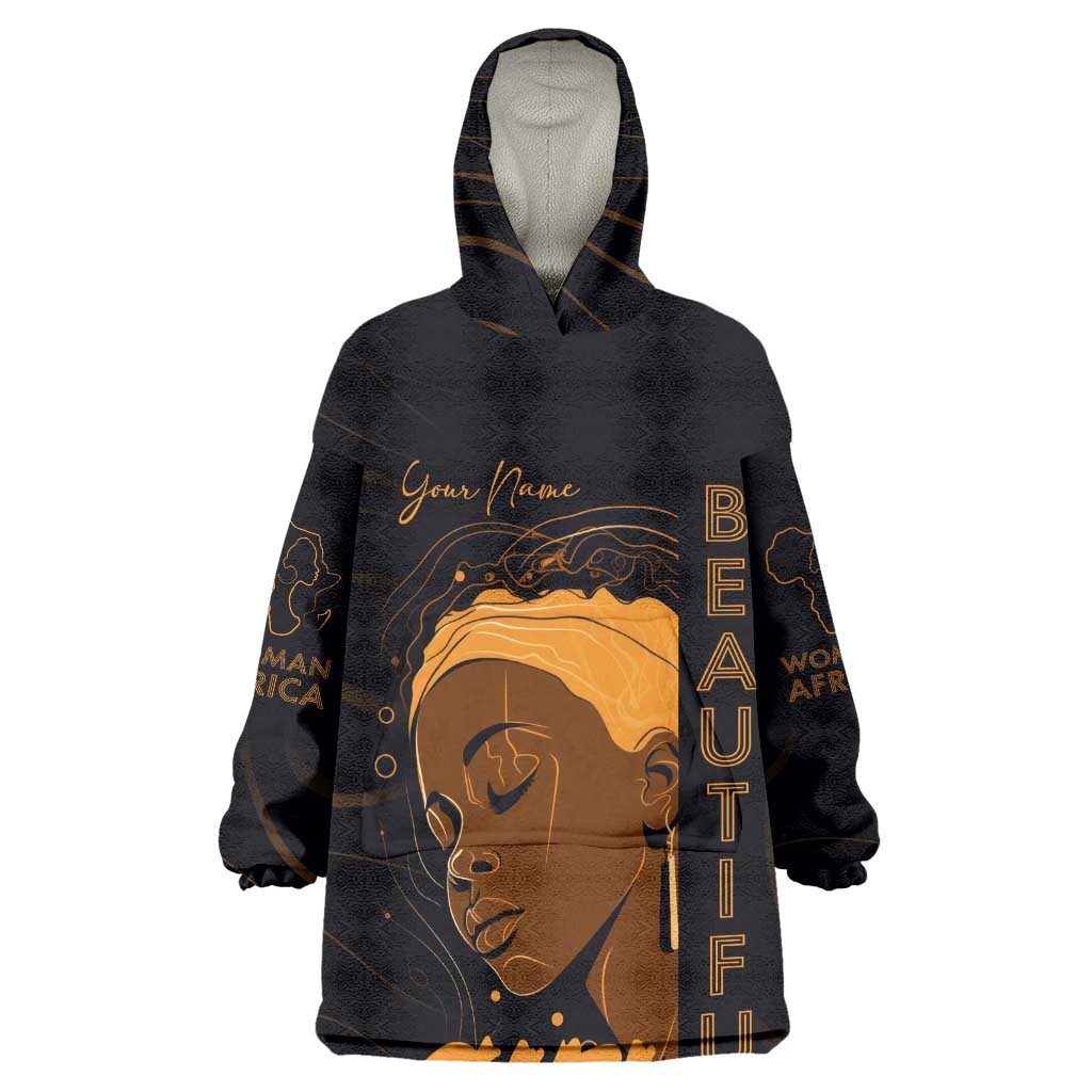 Personalized Beautiful Black Girl Wearable Blanket Hoodie - Women of Africa Design DT02