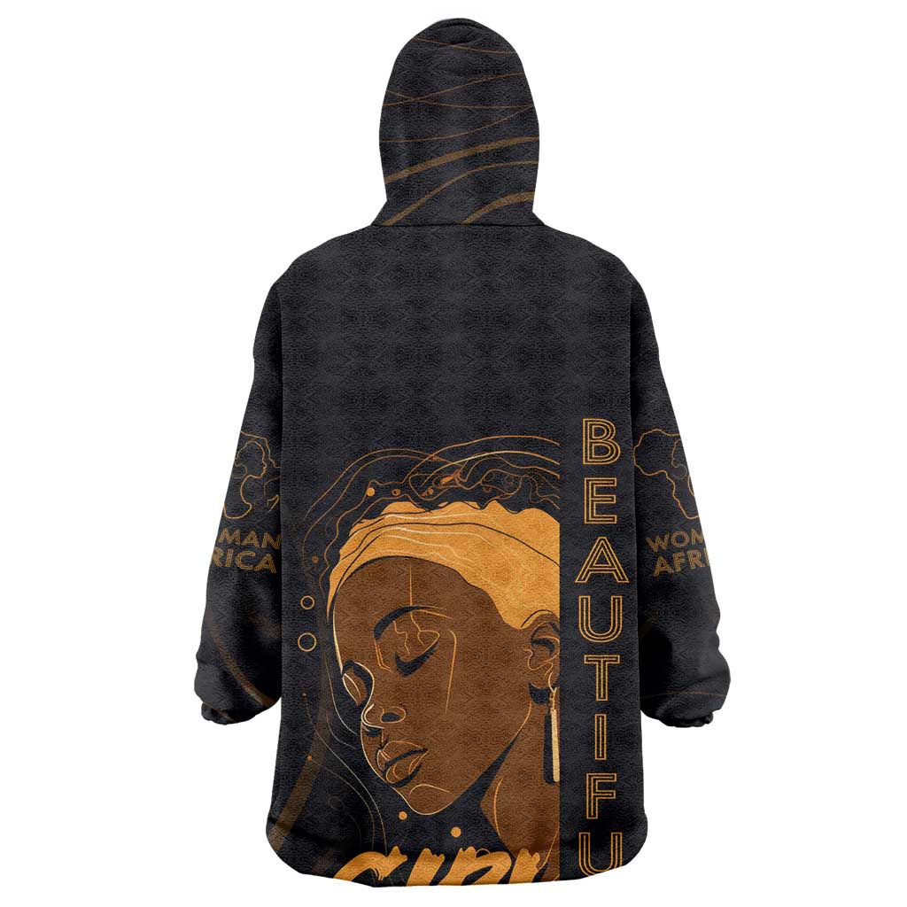 Personalized Beautiful Black Girl Wearable Blanket Hoodie - Women of Africa Design DT02