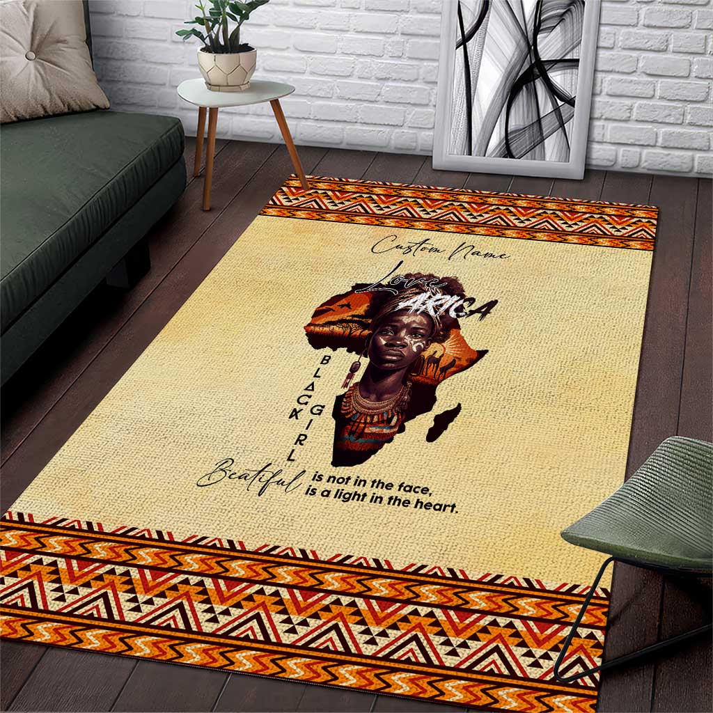 Love Africa Area Rug - Personalized Beautiful Black Girl DT02