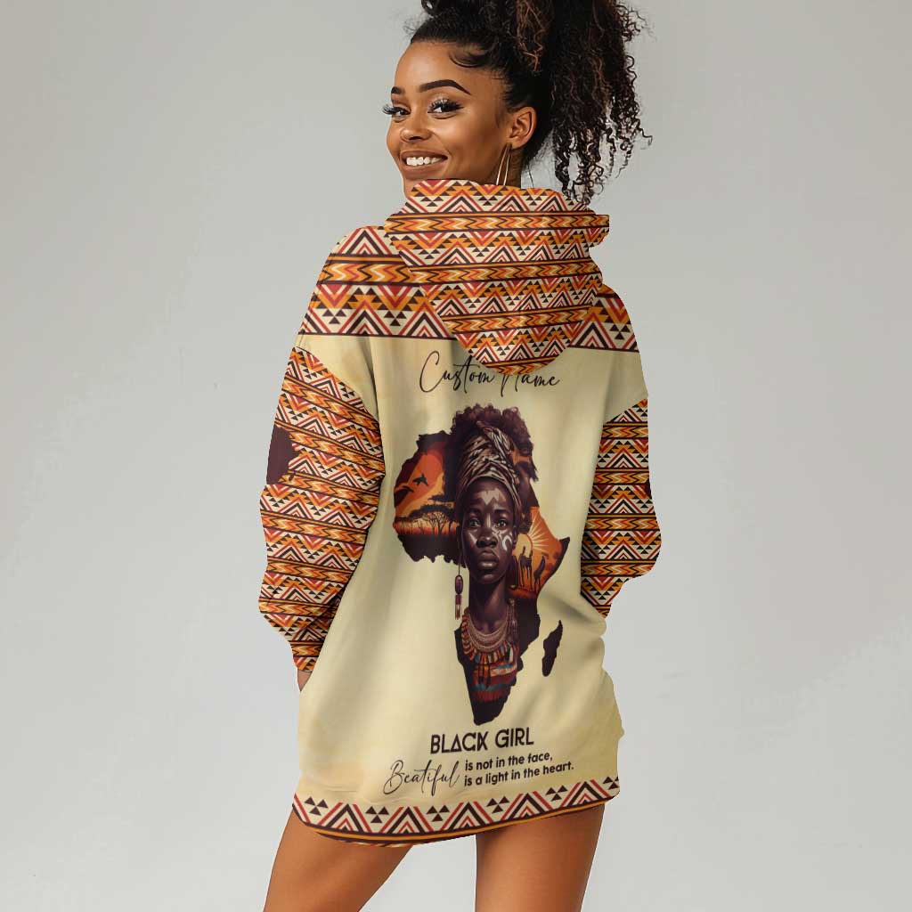 Love Africa Hoodie Dress - Personalized Beautiful Black Girl DT02