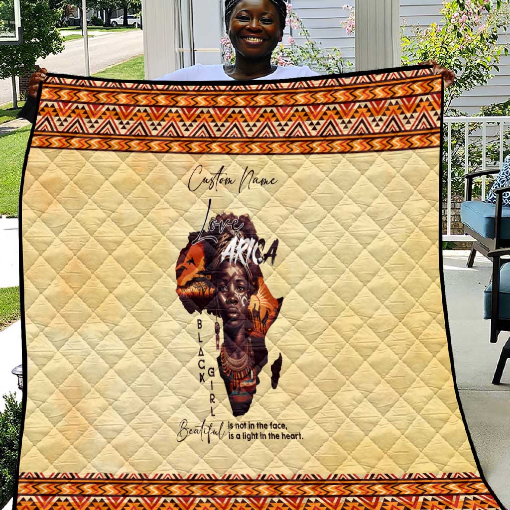 Love Africa Quilt - Personalized Beautiful Black Girl DT02