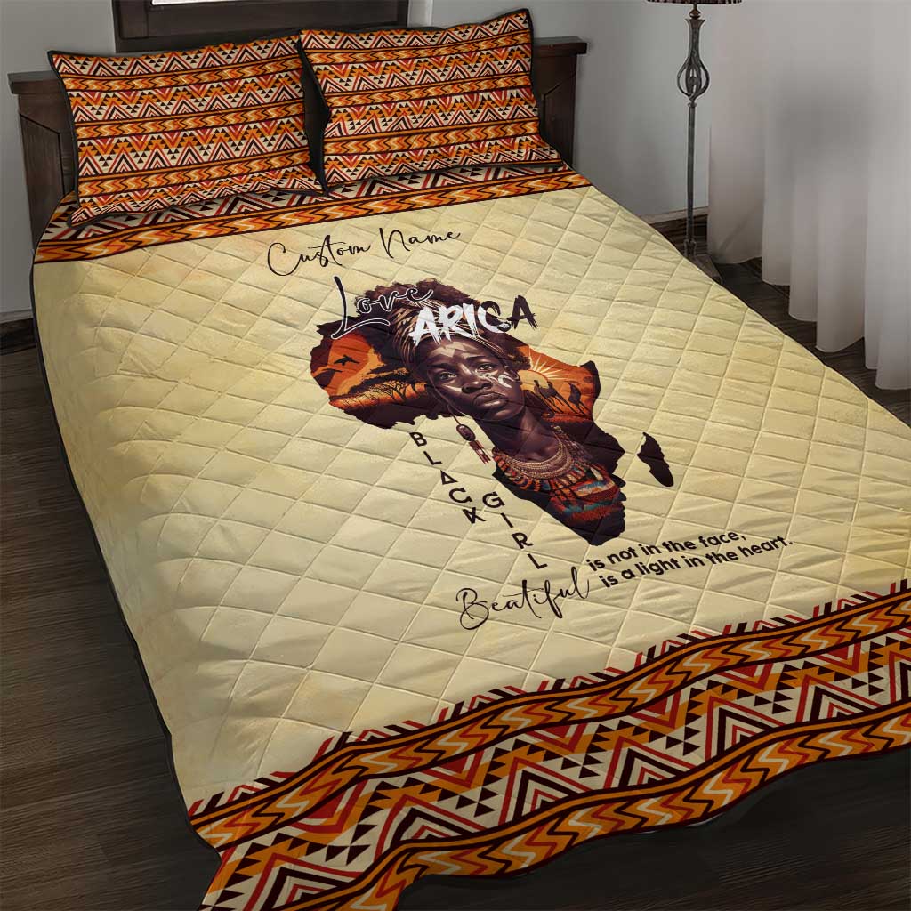 Love Africa Quilt Bed Set - Personalized Beautiful Black Girl DT02