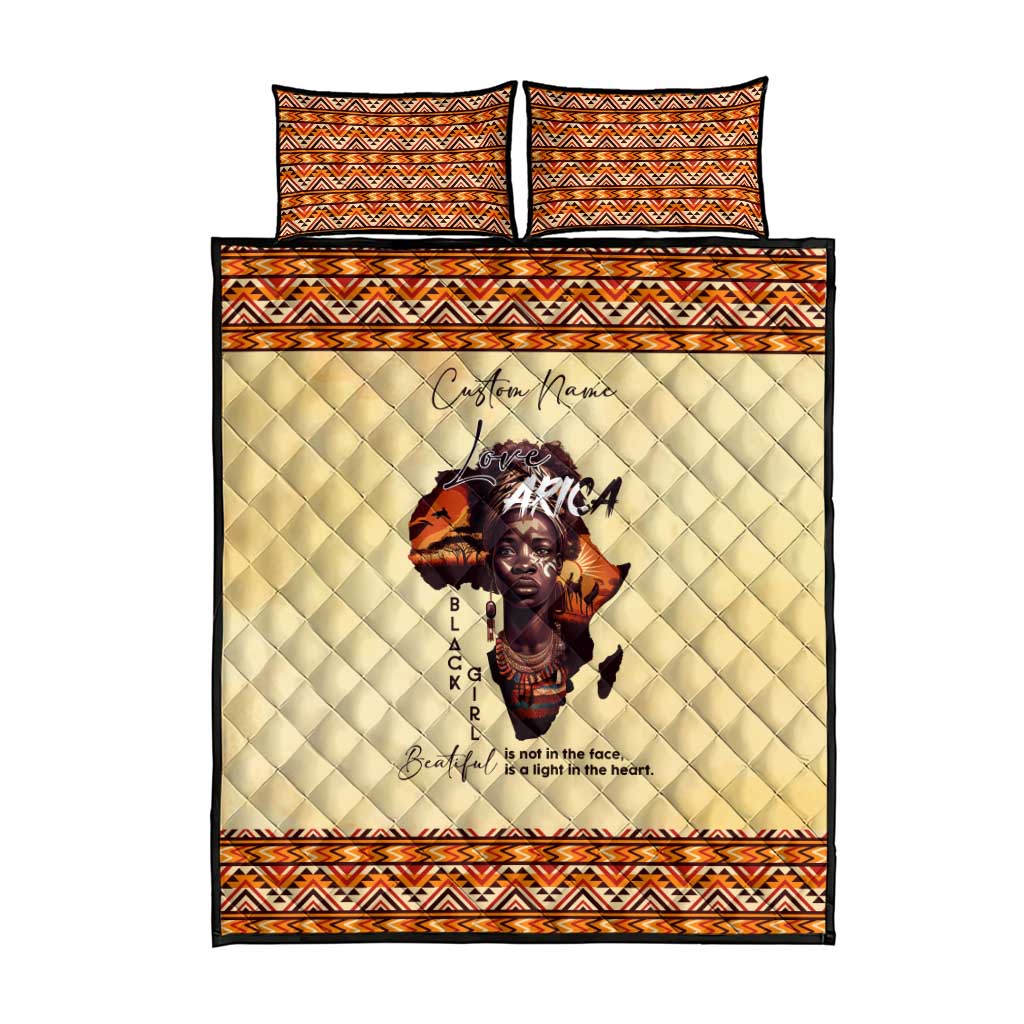 Love Africa Quilt Bed Set - Personalized Beautiful Black Girl DT02
