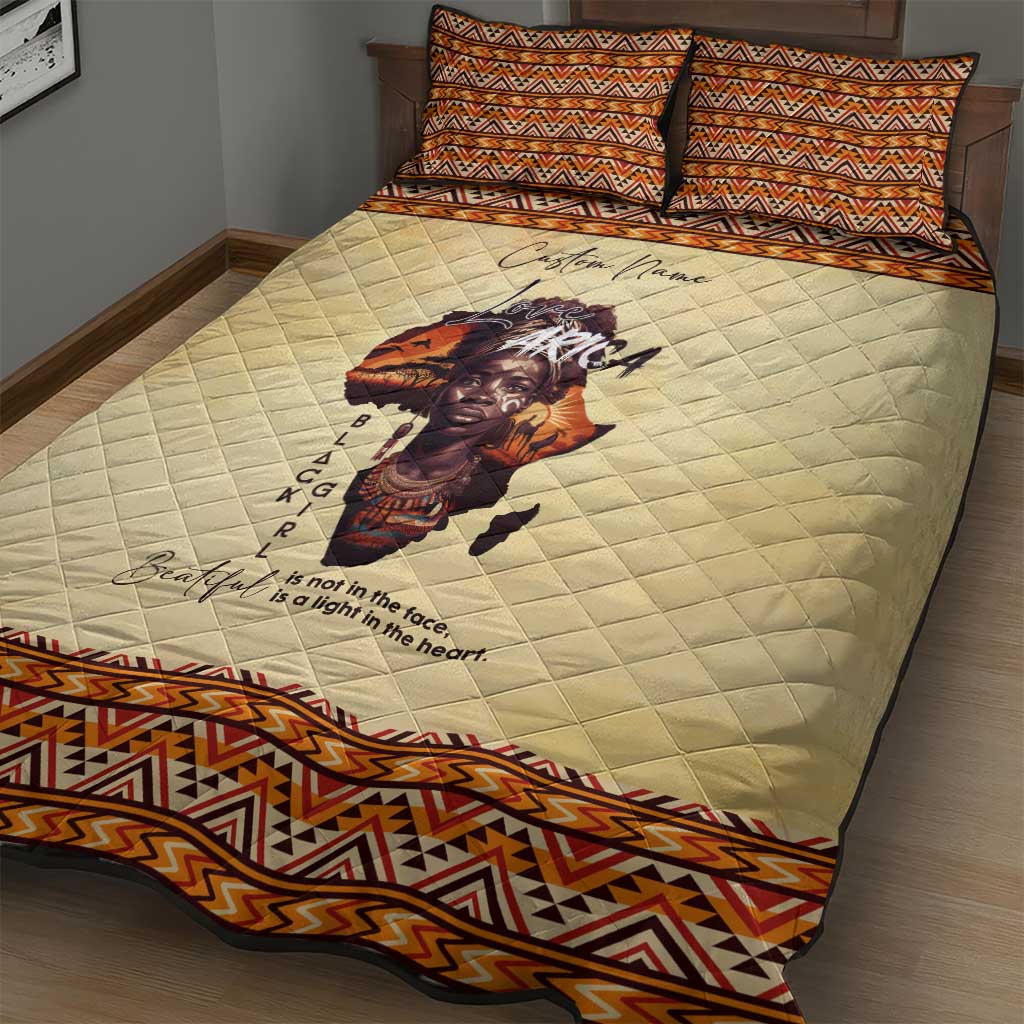 Love Africa Quilt Bed Set - Personalized Beautiful Black Girl DT02