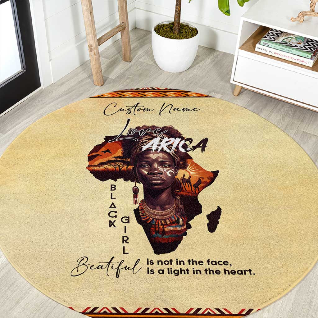 Love Africa Round Carpet - Personalized Beautiful Black Girl DT02