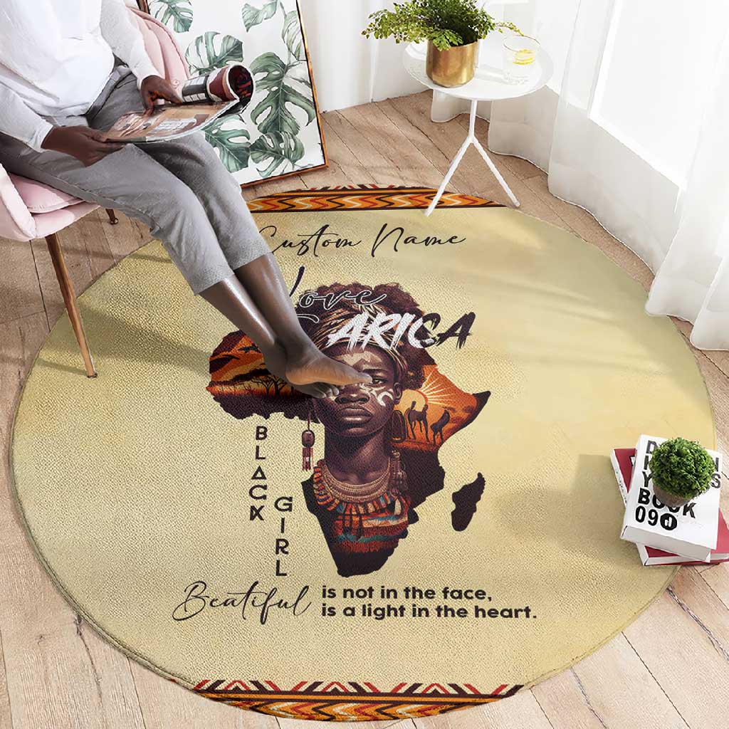 Love Africa Round Carpet - Personalized Beautiful Black Girl DT02