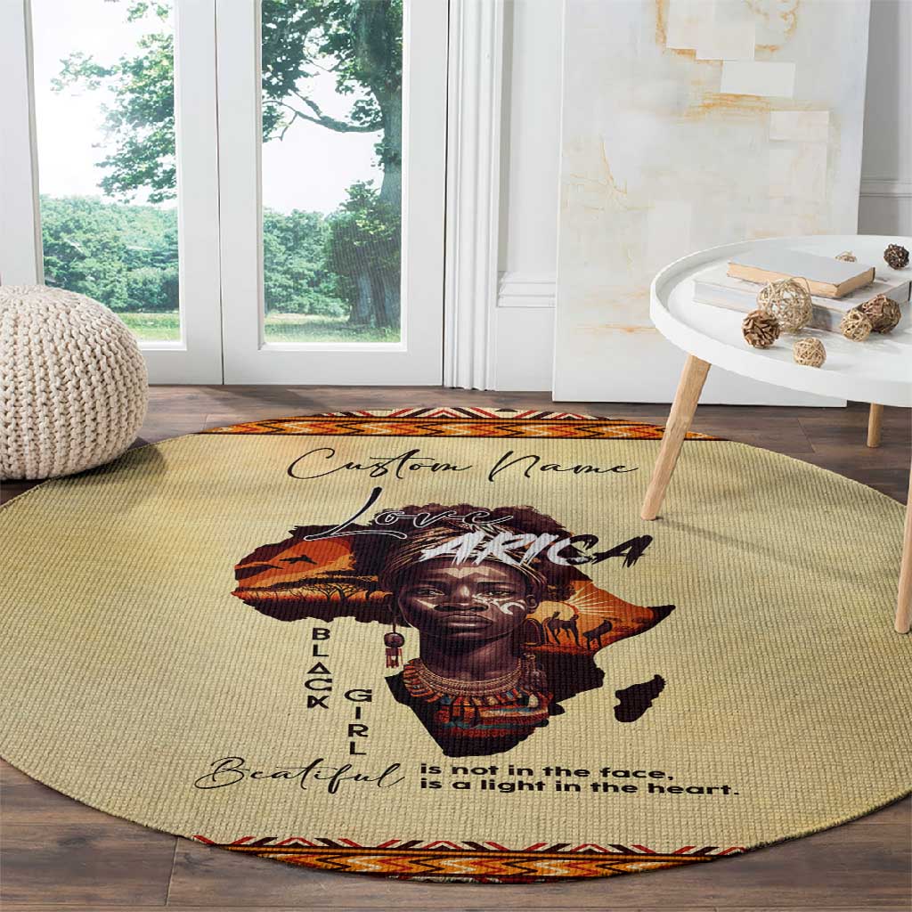 Love Africa Round Carpet - Personalized Beautiful Black Girl DT02