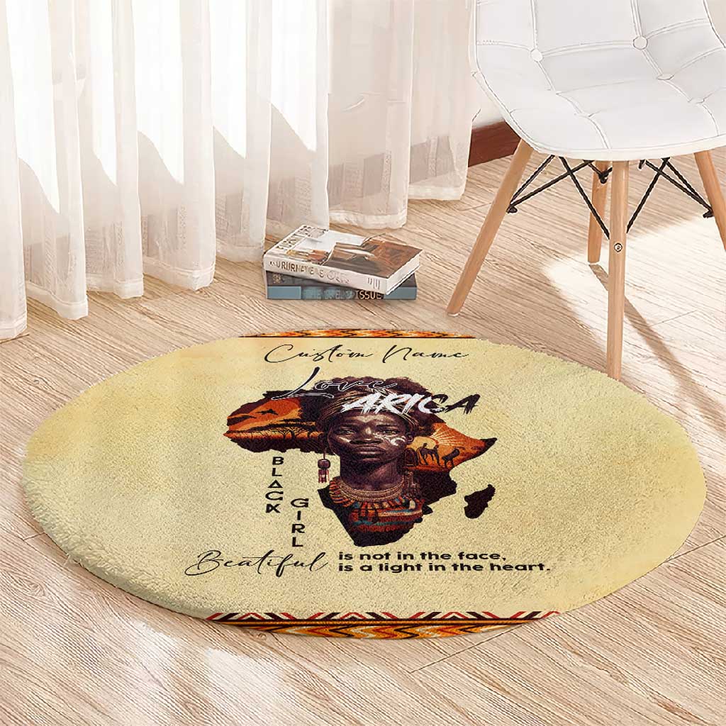 Love Africa Round Carpet - Personalized Beautiful Black Girl DT02
