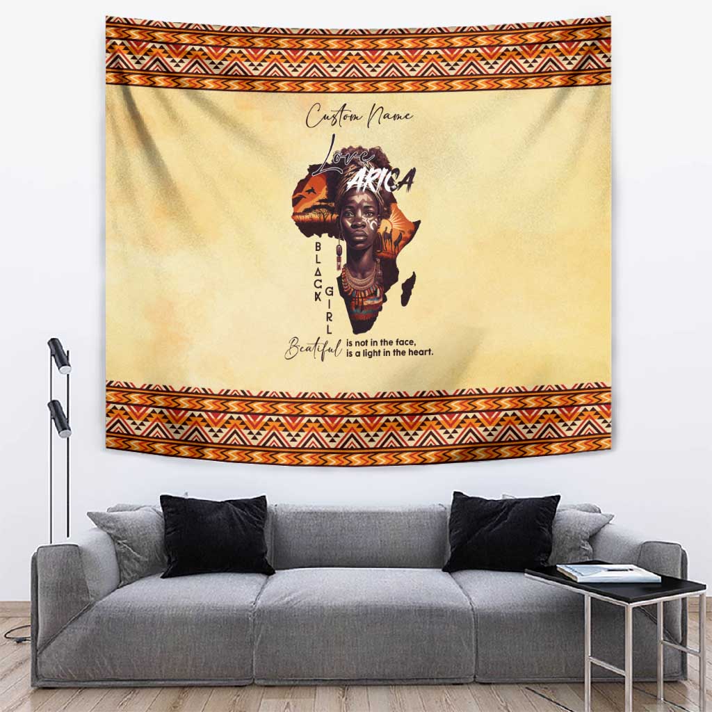Love Africa Tapestry - Personalized Beautiful Black Girl DT02