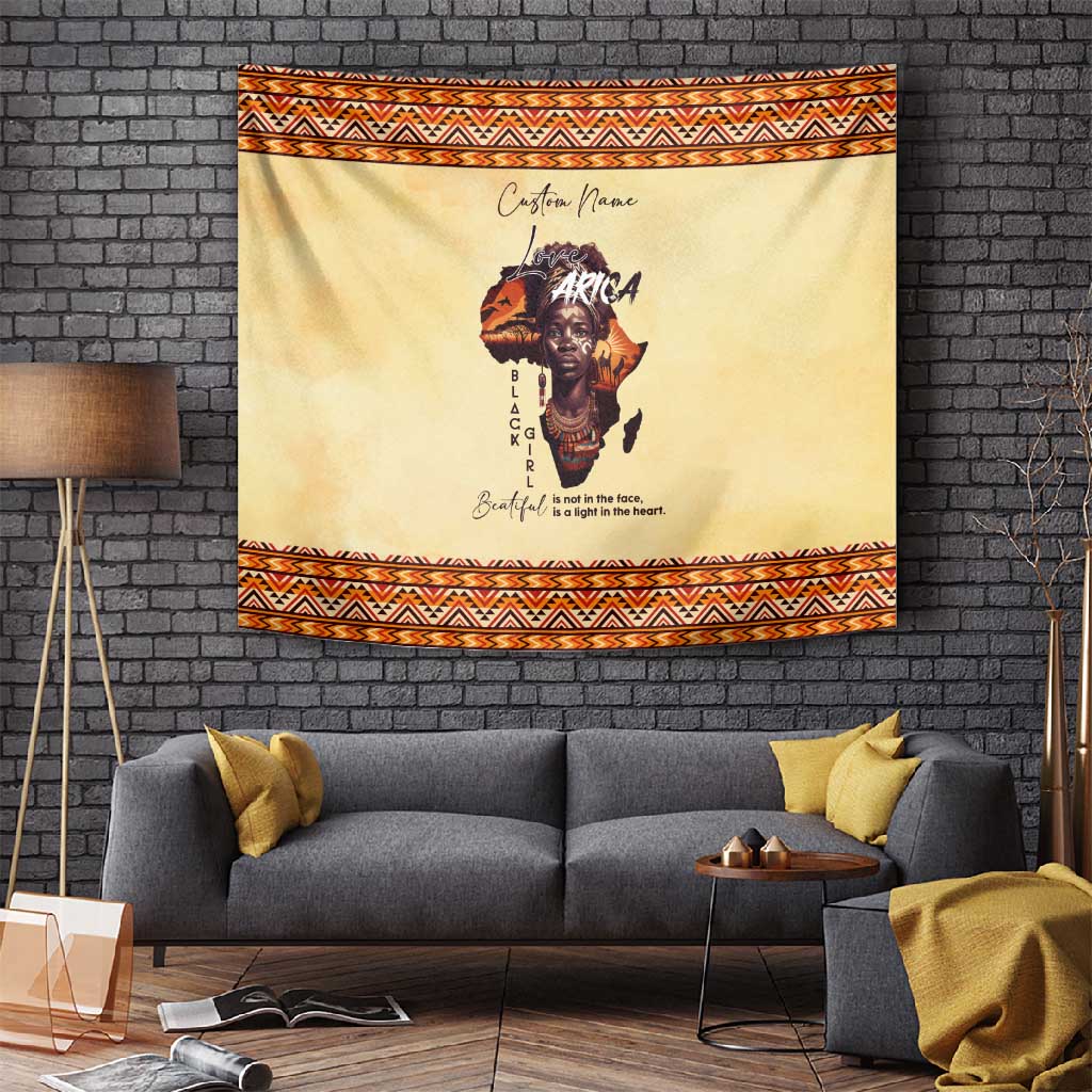 Love Africa Tapestry - Personalized Beautiful Black Girl DT02