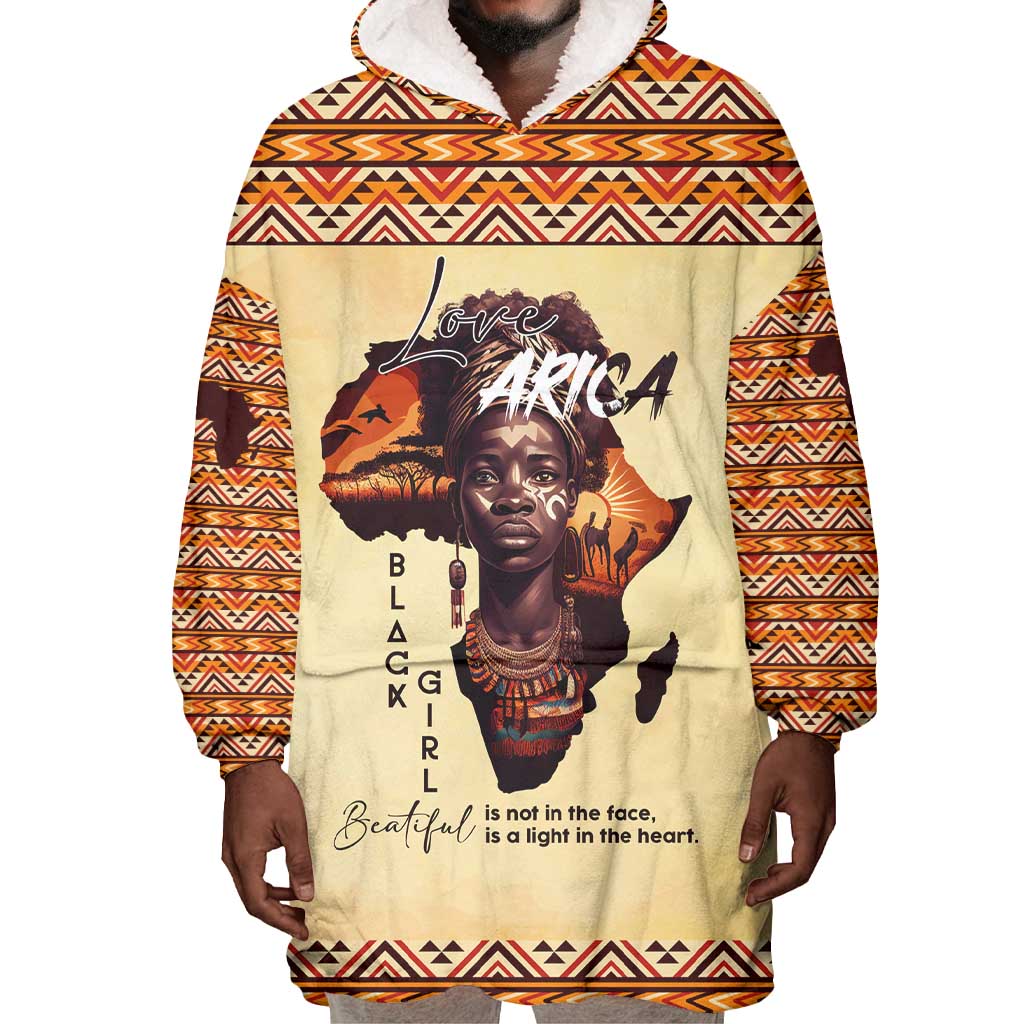Love Africa Wearable Blanket Hoodie - Personalized Beautiful Black Girl DT02