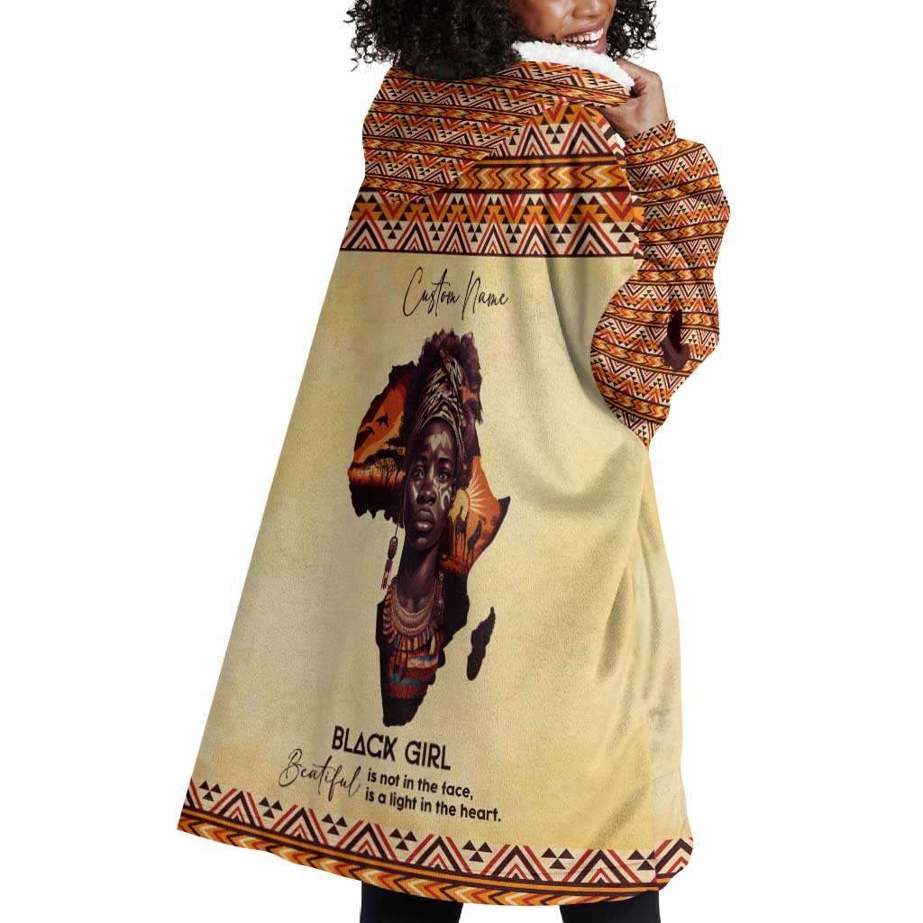 Love Africa Wearable Blanket Hoodie - Personalized Beautiful Black Girl DT02