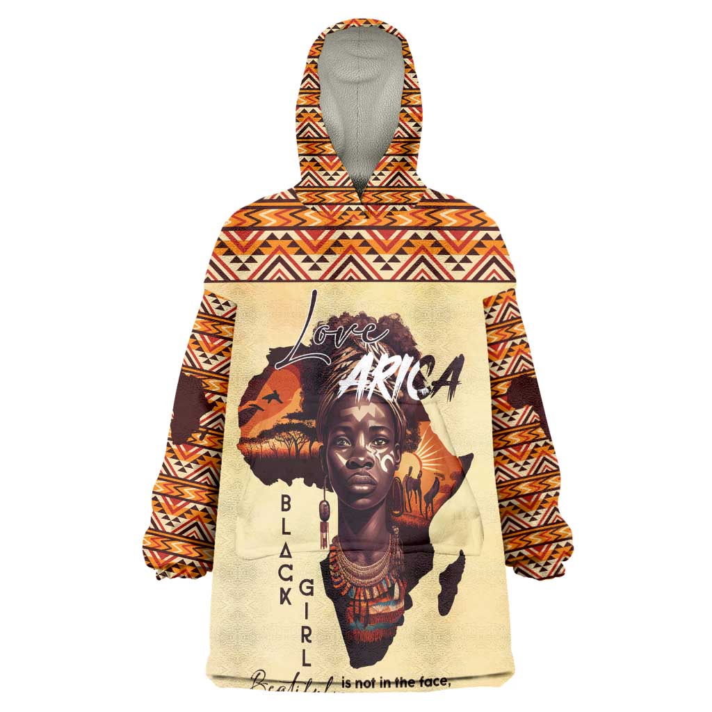 Love Africa Wearable Blanket Hoodie - Personalized Beautiful Black Girl DT02
