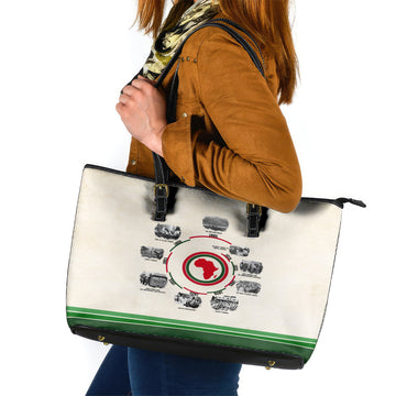 Black History Milestones Leather Tote Bag African Timeline DT02