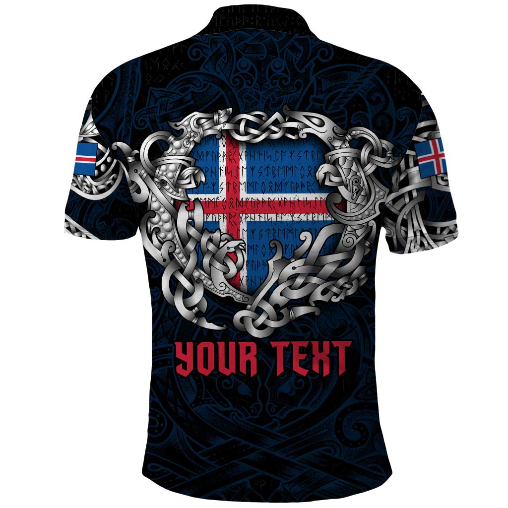 Personalized Iceland Viking Blood Polo Shirt Nordic Runes and Shield of Ancestry in Tribal Knotwork DT02