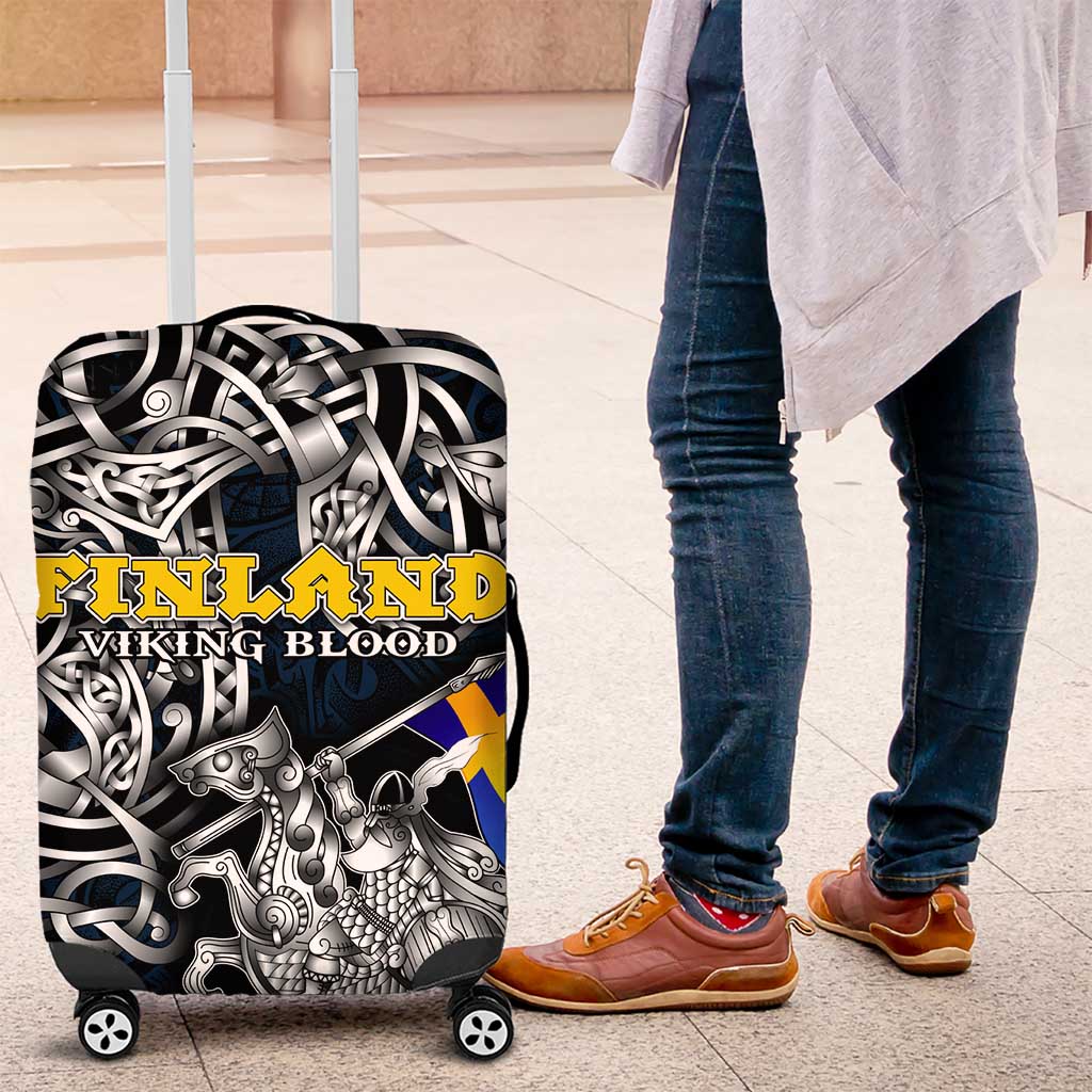 Sweden Viking Blood Luggage Cover Nordic Runes and Shield of Ancestry in Tribal Knotwork DT02