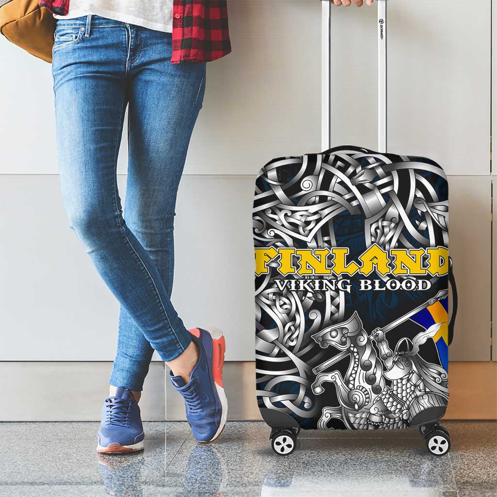 Sweden Viking Blood Luggage Cover Nordic Runes and Shield of Ancestry in Tribal Knotwork DT02