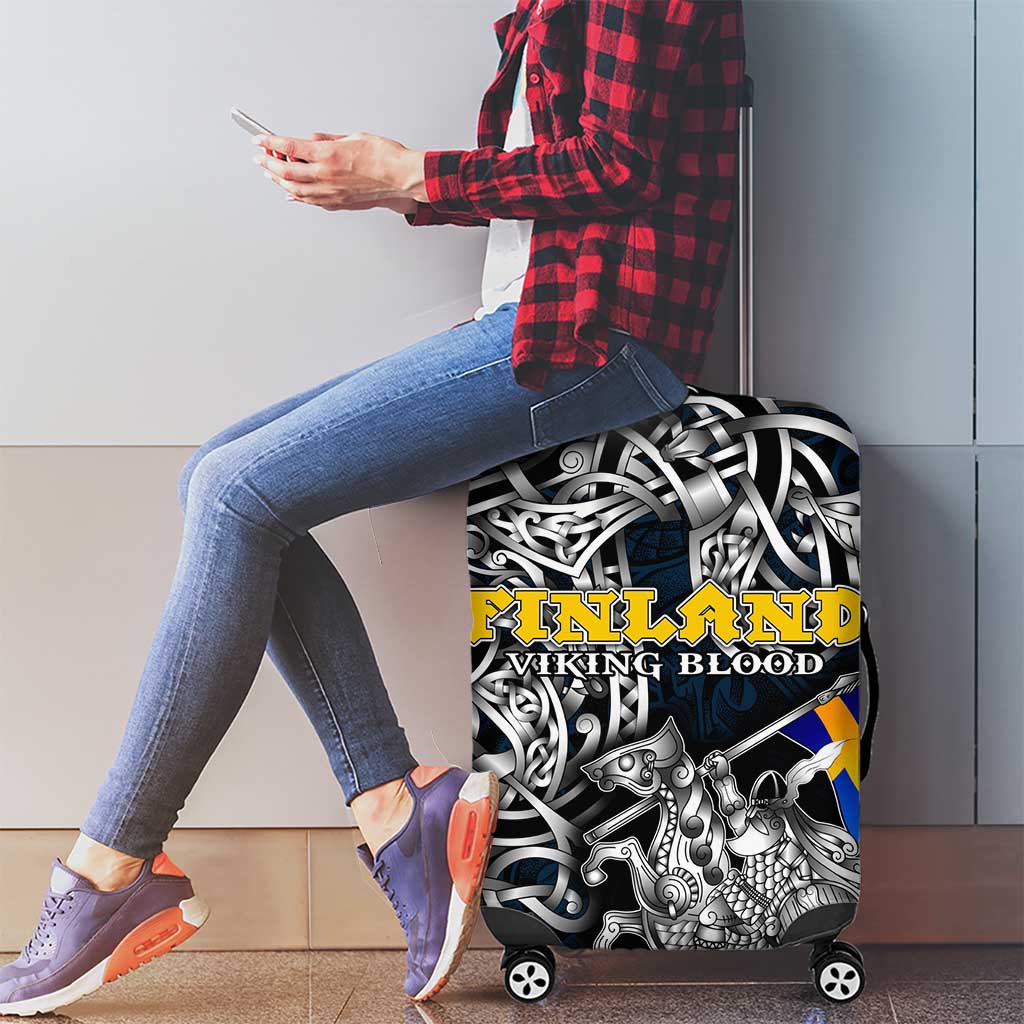 Sweden Viking Blood Luggage Cover Nordic Runes and Shield of Ancestry in Tribal Knotwork DT02