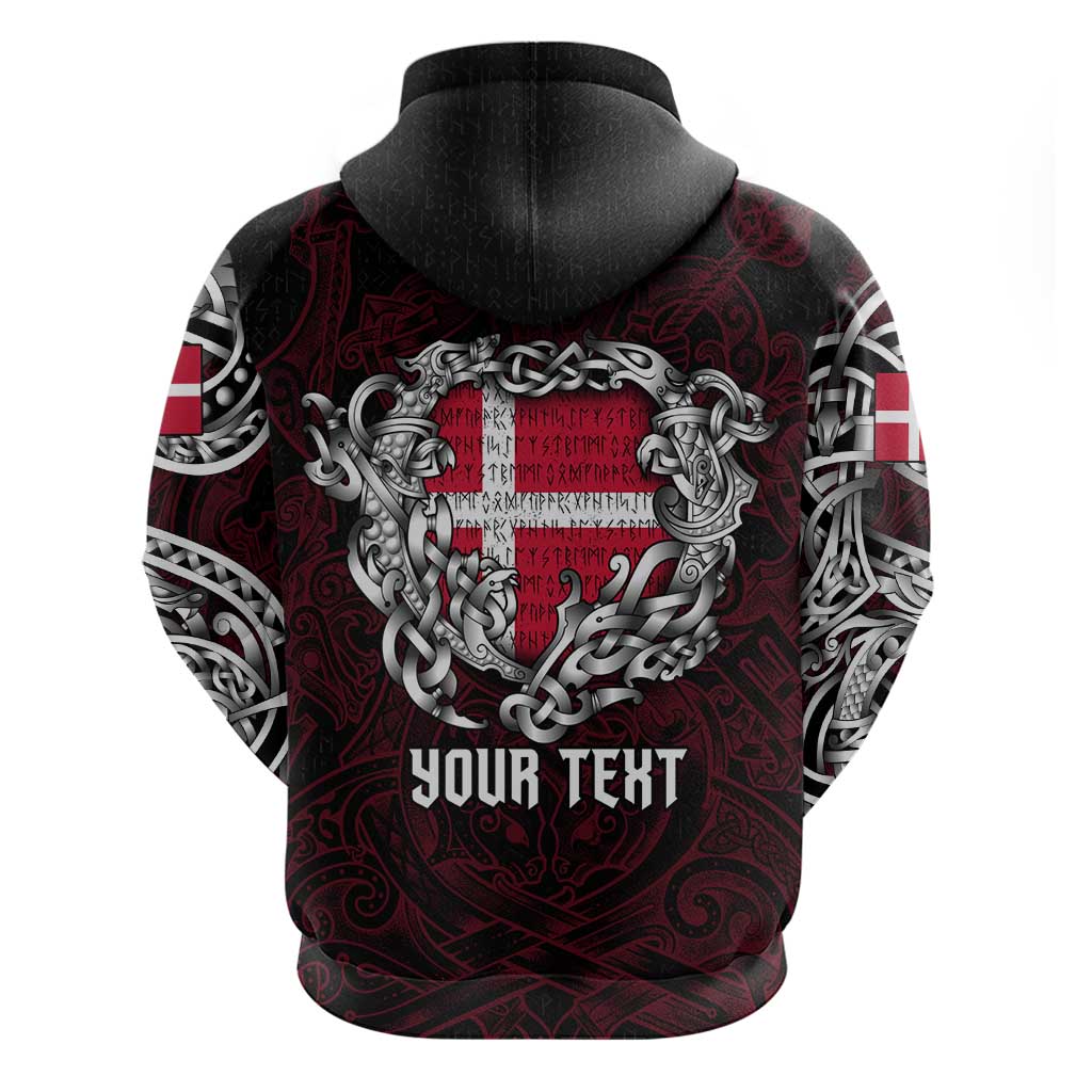 Personalized Denmark Viking Blood Hoodie Nordic Runes and Shield of Ancestry in Tribal Knotwork DT02