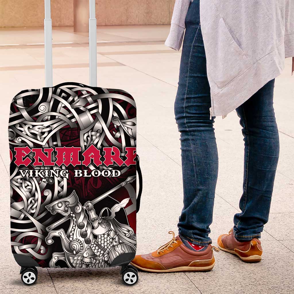 Denmark Viking Blood Luggage Cover Nordic Runes and Shield of Ancestry in Tribal Knotwork DT02