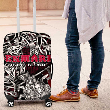 Denmark Viking Blood Luggage Cover Nordic Runes and Shield of Ancestry in Tribal Knotwork DT02
