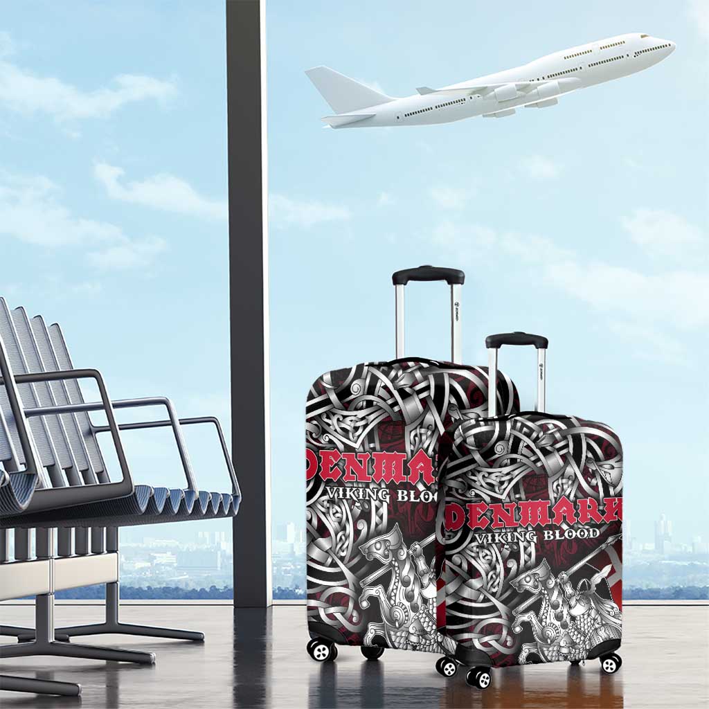 Denmark Viking Blood Luggage Cover Nordic Runes and Shield of Ancestry in Tribal Knotwork DT02