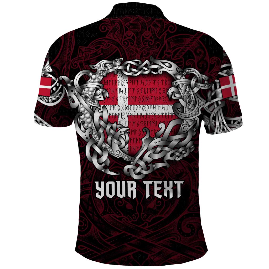 Personalized Denmark Viking Blood Polo Shirt Nordic Runes and Shield of Ancestry in Tribal Knotwork DT02