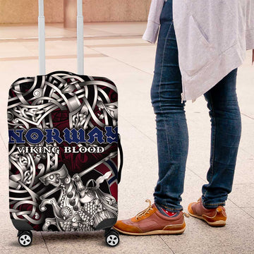 Norway Viking Blood Luggage Cover Nordic Runes and Shield of Ancestry in Tribal Knotwork DT02