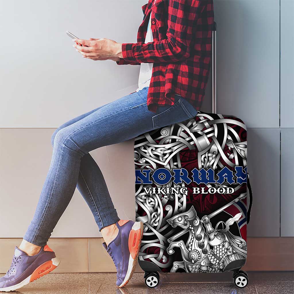 Norway Viking Blood Luggage Cover Nordic Runes and Shield of Ancestry in Tribal Knotwork DT02