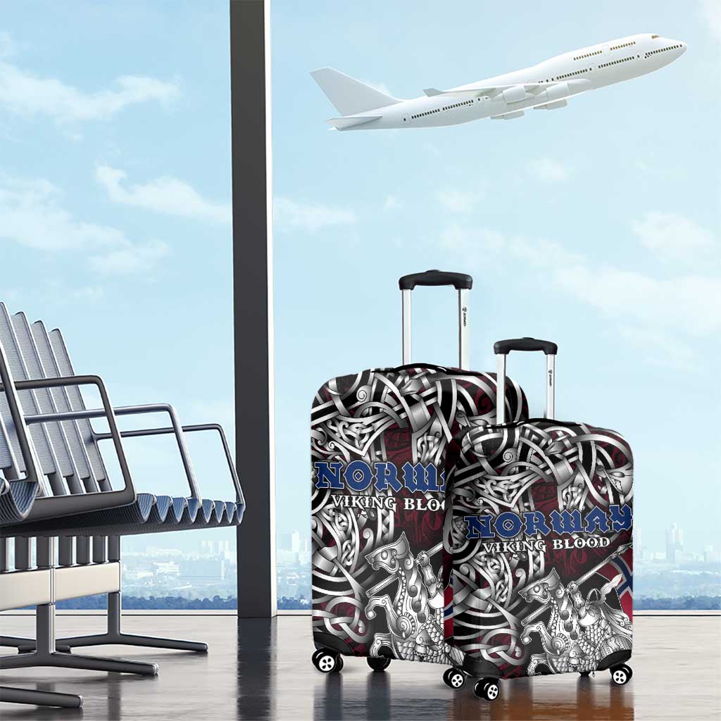 Norway Viking Blood Luggage Cover Nordic Runes and Shield of Ancestry in Tribal Knotwork DT02