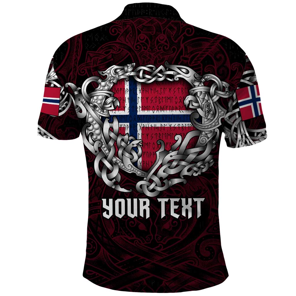 Personalized Norway Viking Blood Polo Shirt Nordic Runes and Shield of Ancestry in Tribal Knotwork DT02
