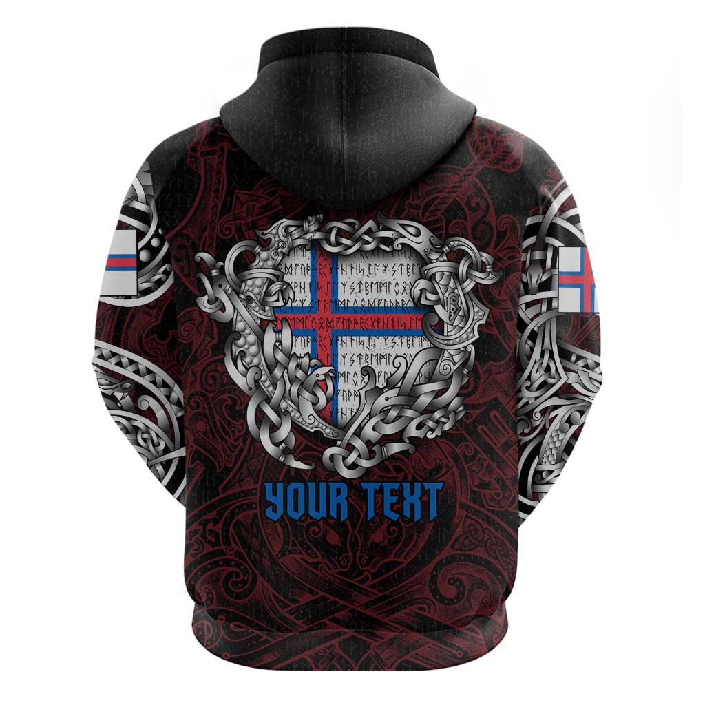 Personalized Faroe Islands Viking Blood Hoodie Nordic Runes and Shield of Ancestry in Tribal Knotwork DT02