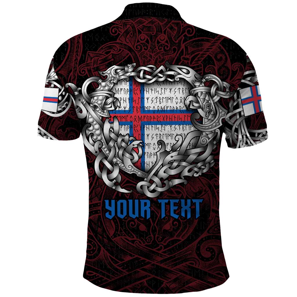 Personalized Faroe Islands Viking Blood Polo Shirt Nordic Runes and Shield of Ancestry in Tribal Knotwork DT02