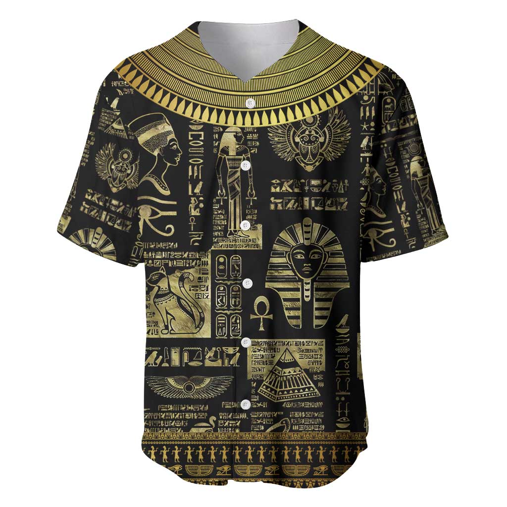 Egypt Pharaoh Baseball Jersey Egyptian Hieroglyphs and Symbols DT02