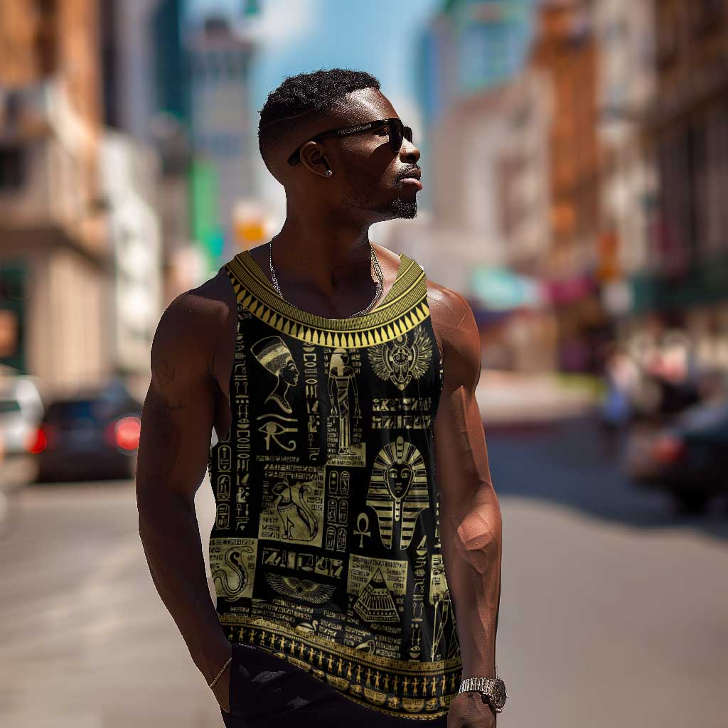 Egypt Pharaoh Men Tank Top Egyptian Hieroglyphs and Symbols DT02