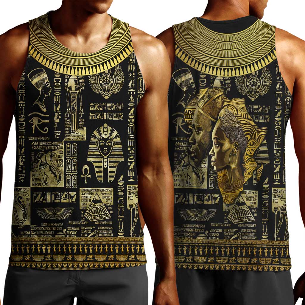 Egypt Pharaoh Men Tank Top Egyptian Hieroglyphs and Symbols DT02