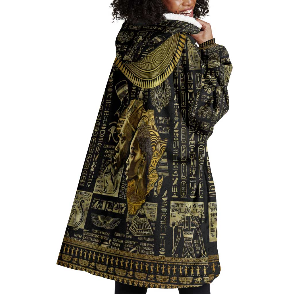 Egypt Pharaoh Wearable Blanket Hoodie Egyptian Hieroglyphs and Symbols DT02